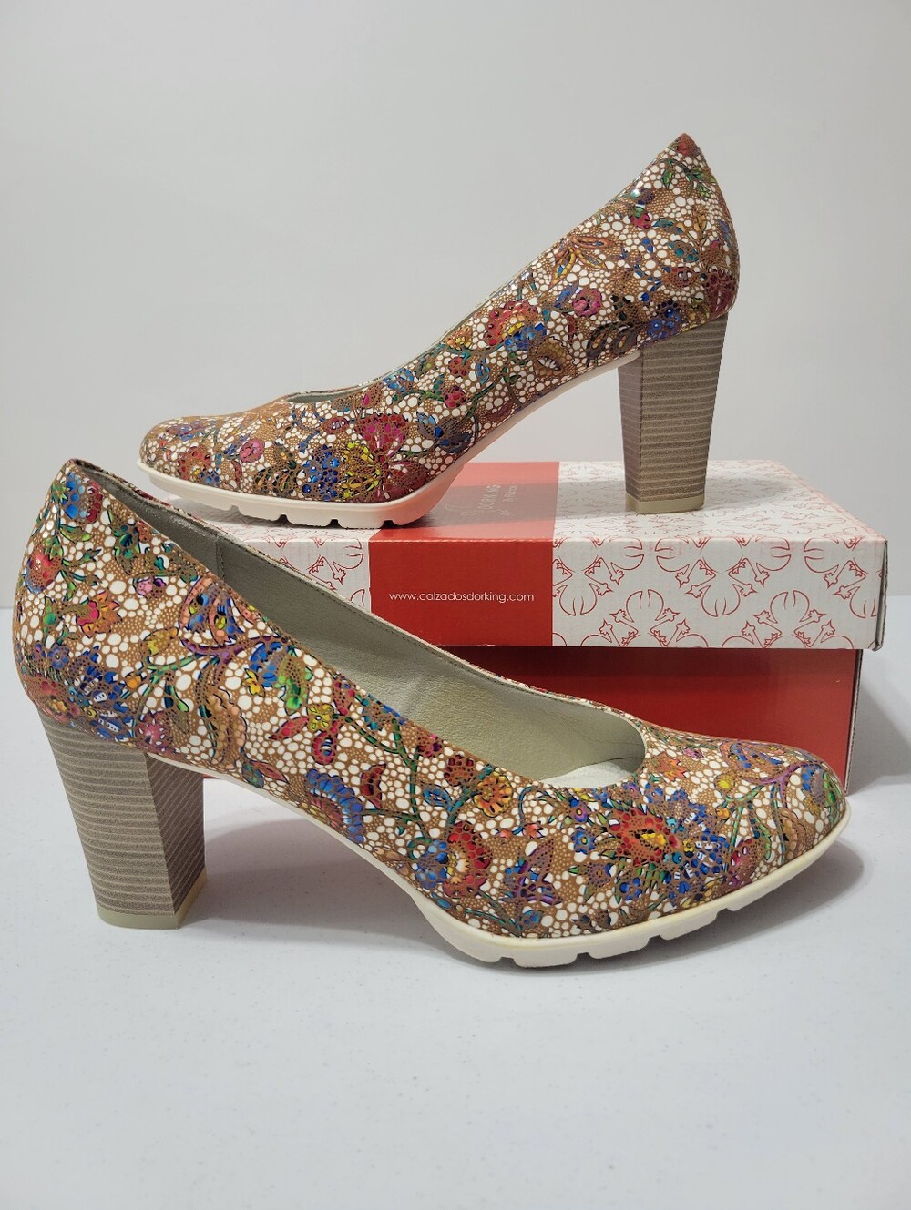 Dorking Rubi 6661 Floral Leather Heels - Size 40